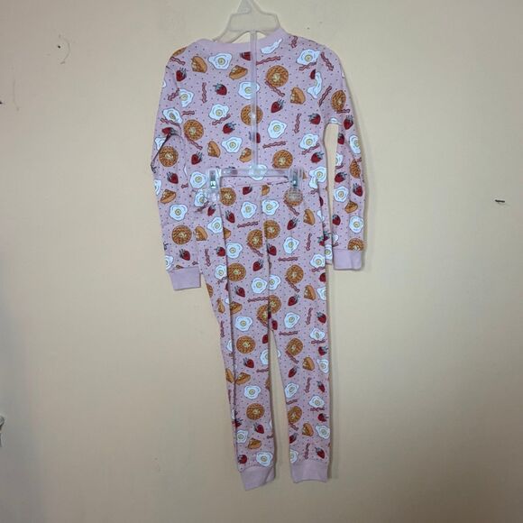 NWT Wonder Nation Girls Pajama Set 4T Pink Breakfast Waffles Bacon Snug Fit - Picture 4 of 4